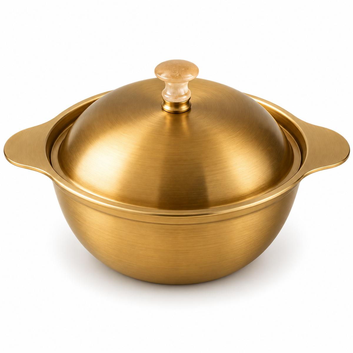 Brushed Titanium-Finish Dry Pot with Lid