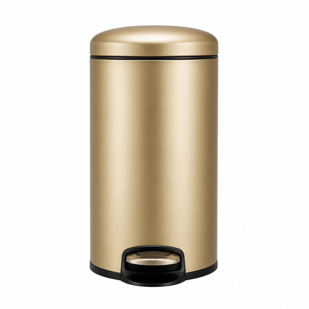 Premium Stainless Steel Gold Rose Step Trash Bin – Soft Close, Fingerprint Resistant