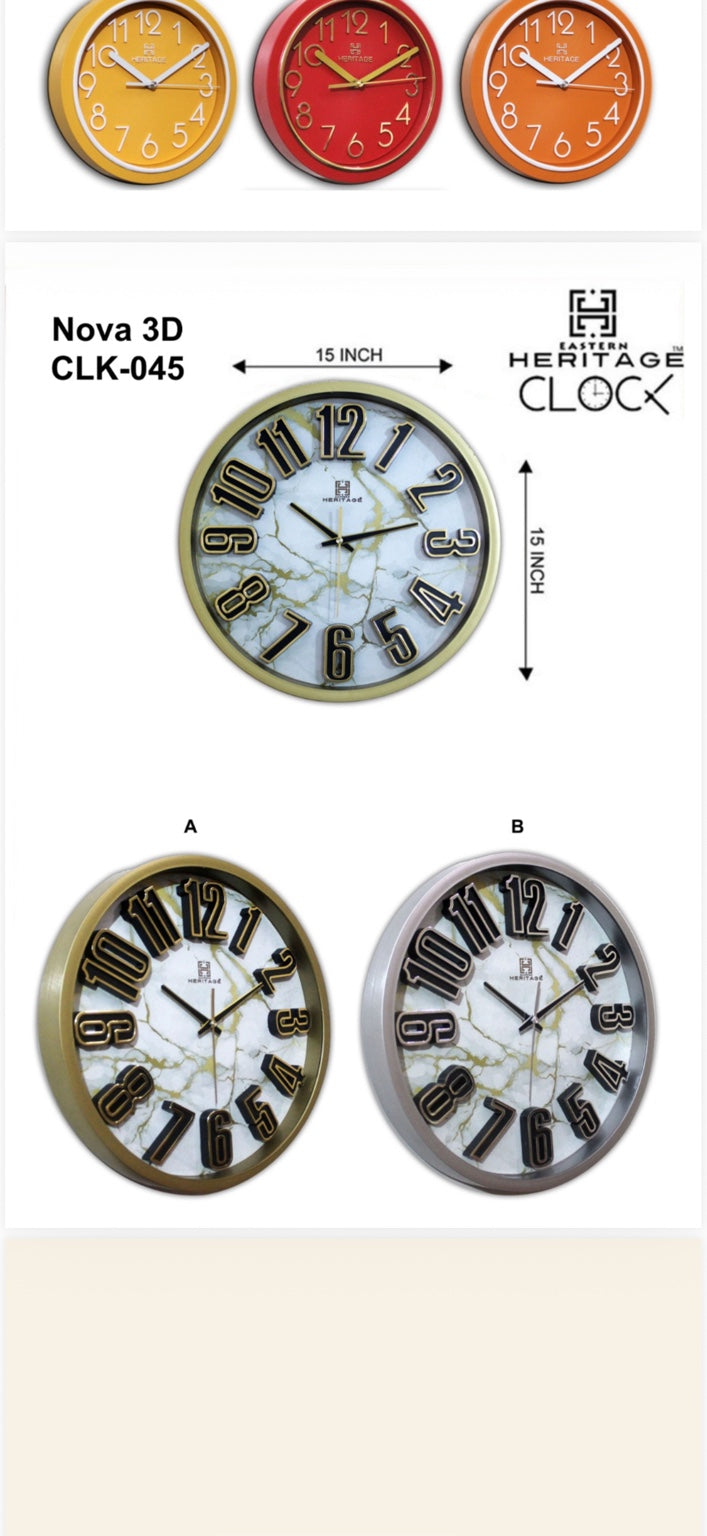 HERITAGE WALL CLOCK NOVA 3D 15"