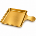 Square Western-Style Gold Dinner Plate with Handle