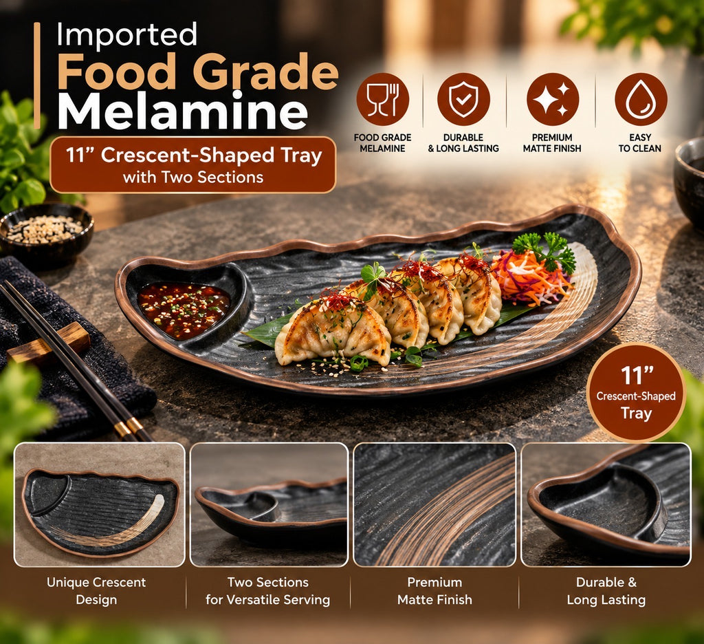Matte Crescent-Shaped 2-Section Tray