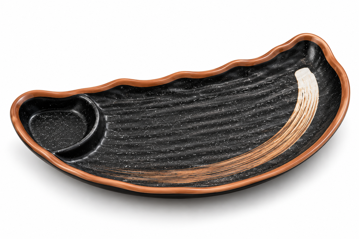 Matte Crescent-Shaped 2-Section Tray