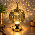 Gold Star-Pattern Round Lantern Table Lamp