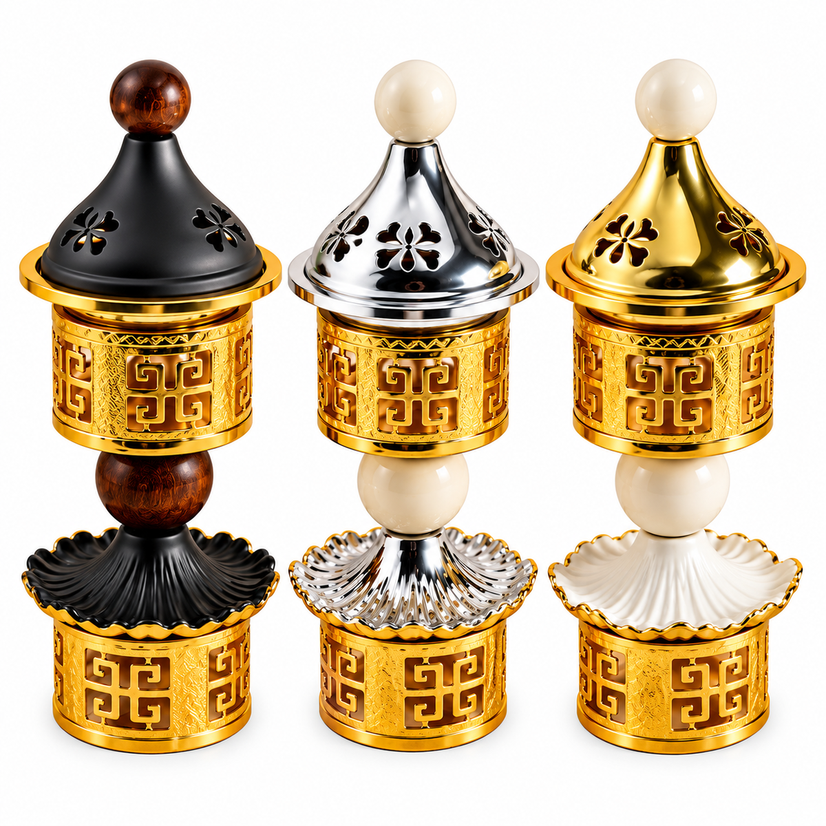 Three-Piece Ornate Decorative Burner Collection