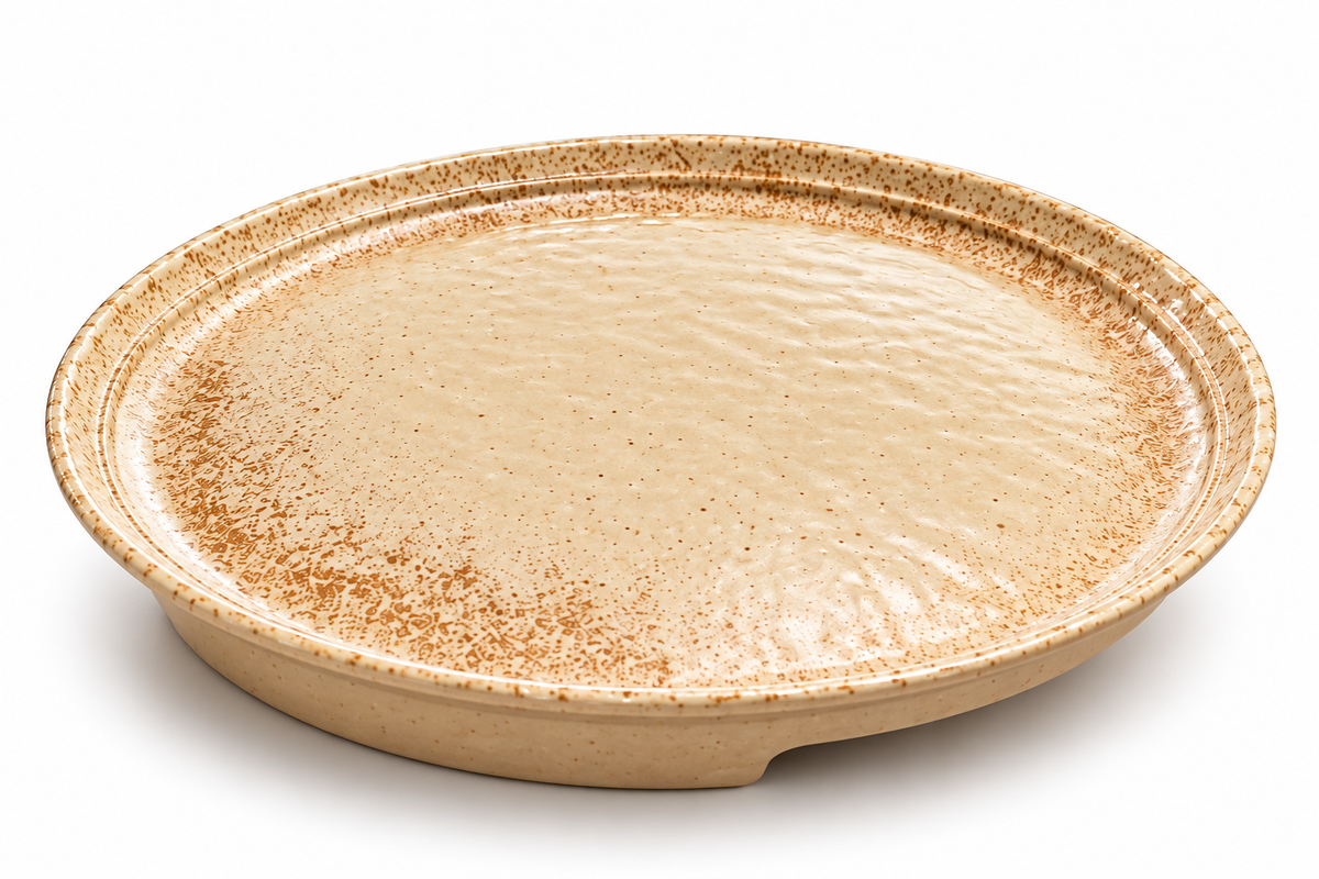 10.2" Stone-Texture Round Pedestal Platter