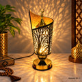 Tree-Cutout Gold and Black Decorative Table Lamp