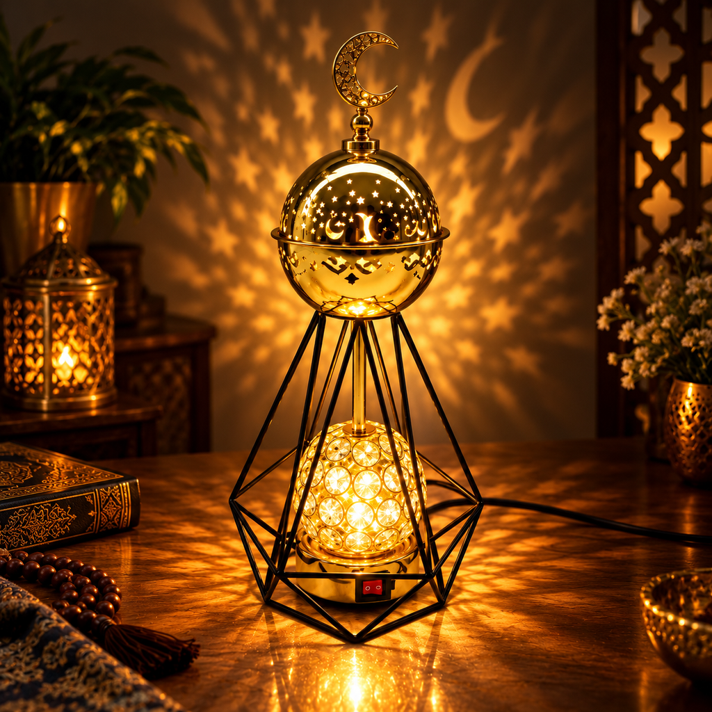 Star-and-Crescent Geometric Lantern Lamp