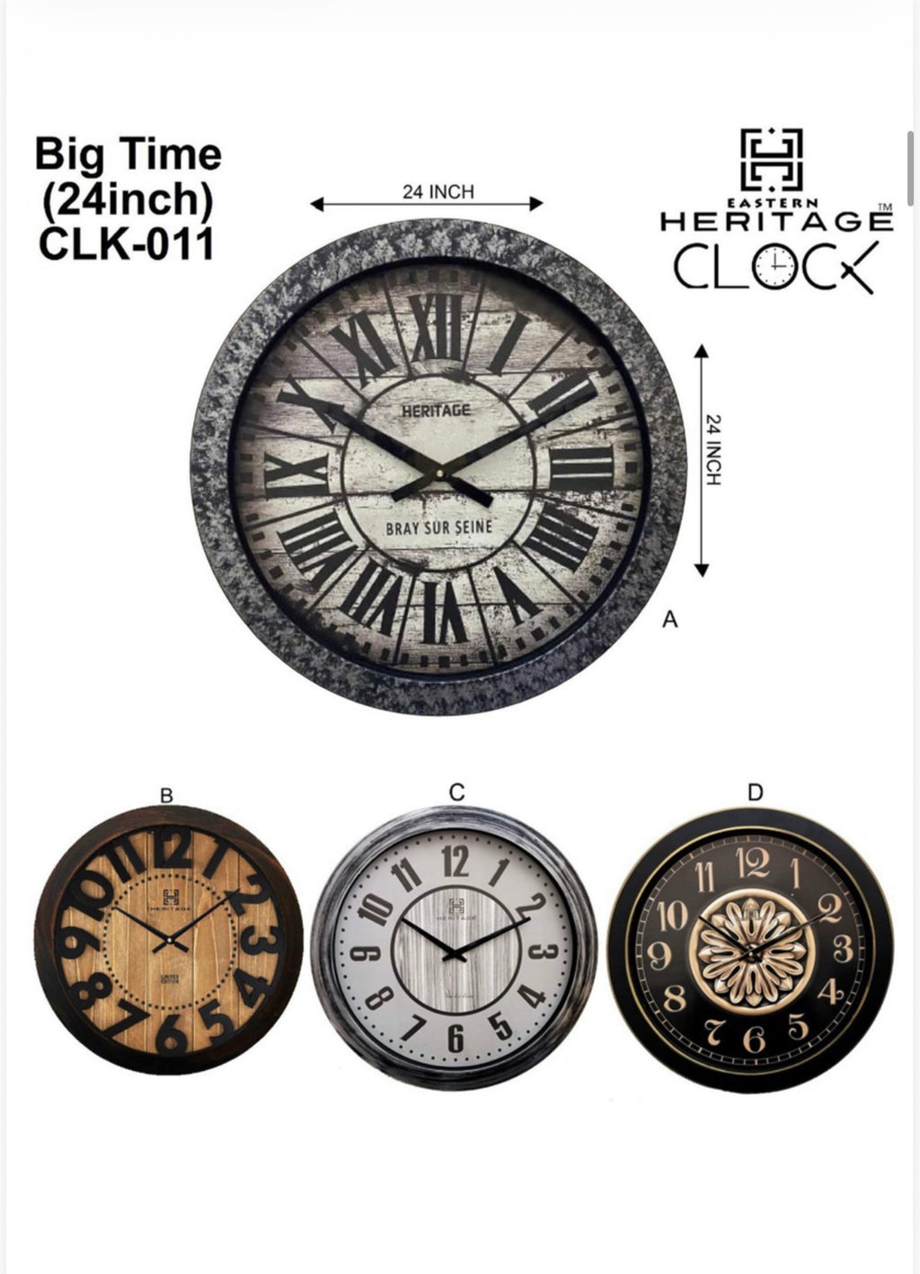 HERITAGE WALL CLOCK BIG TIME 24"