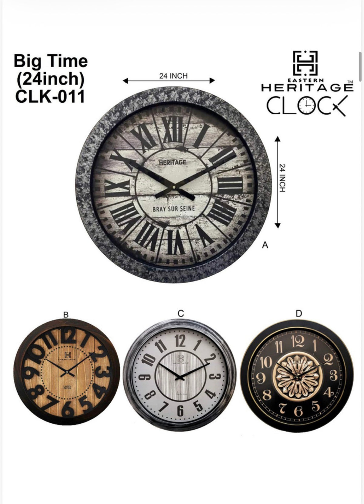 HERITAGE WALL CLOCK BIG TIME 24"