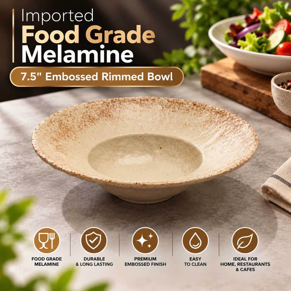 7.5" Embossed Rimmed Bowl