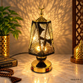 Geometric Black and Gold Perforated Lantern Lamp