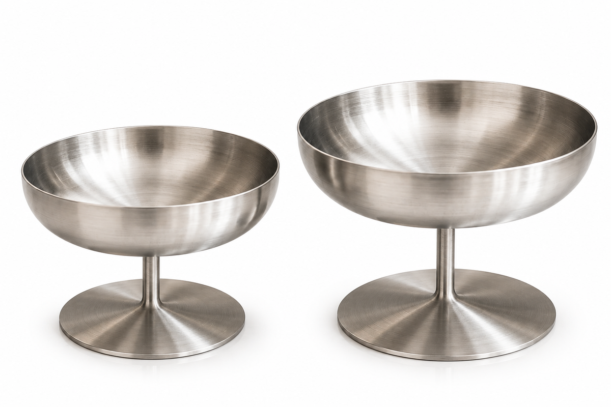 Tall Silver Stainless-Steel Ice Cream Cup