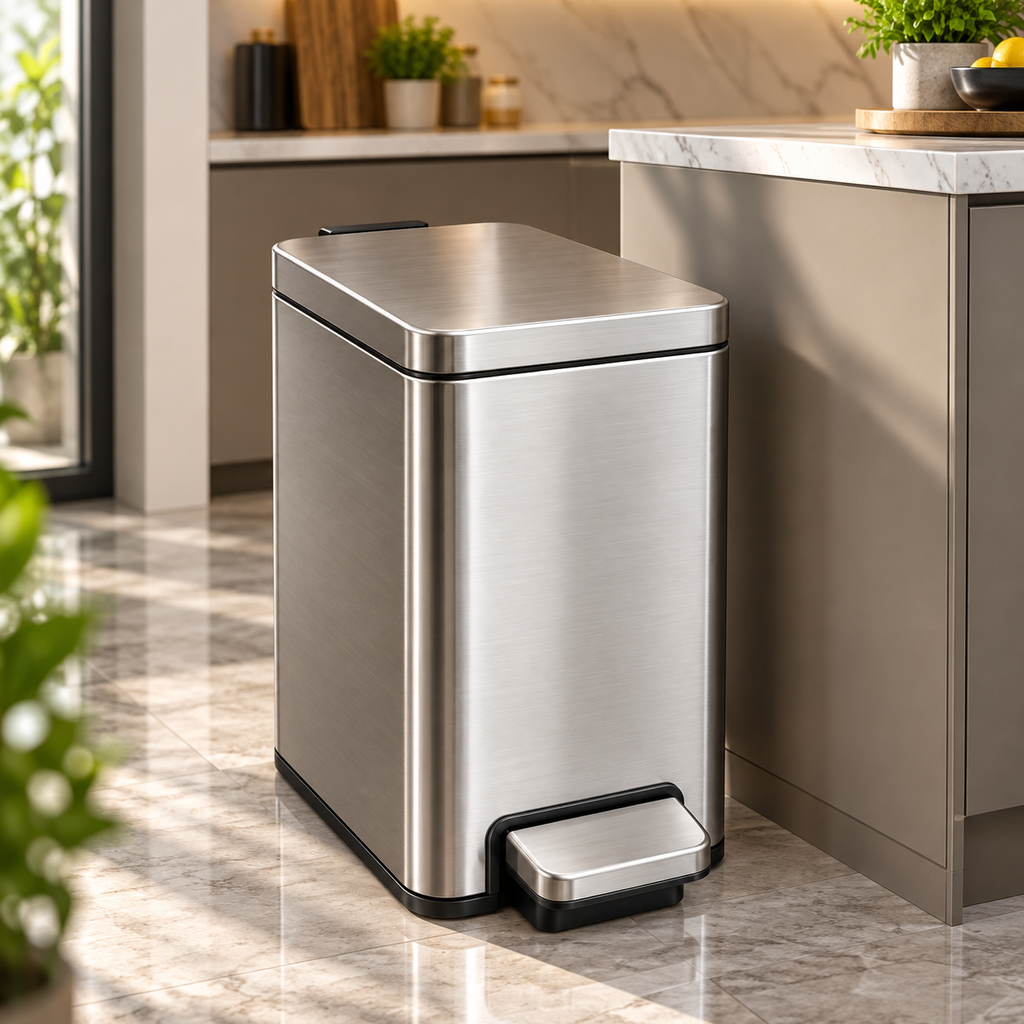Premium Stainless Steel Pedal Bin – Fingerprint Resistant, Soft Close Lid