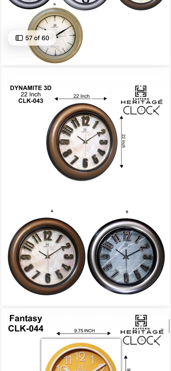 HERITAGE WALL CLOCK DYNAMITE 3D 22''