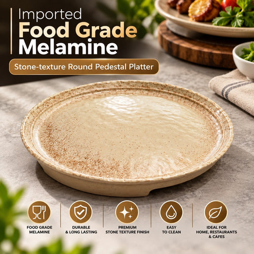 10.2" Stone-Texture Round Pedestal Platter