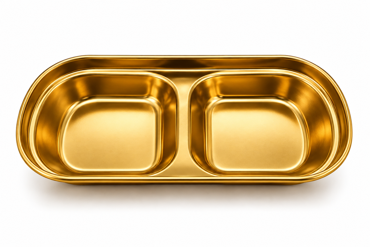 Square Gold Butterfly-Style 2-Compartment Tray