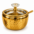 Large Hammered-Finish Gold Seasoning Jar with Glass Lid
