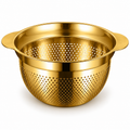 Gold-Tone Fine-Mesh Draining Basket with Dual Handles