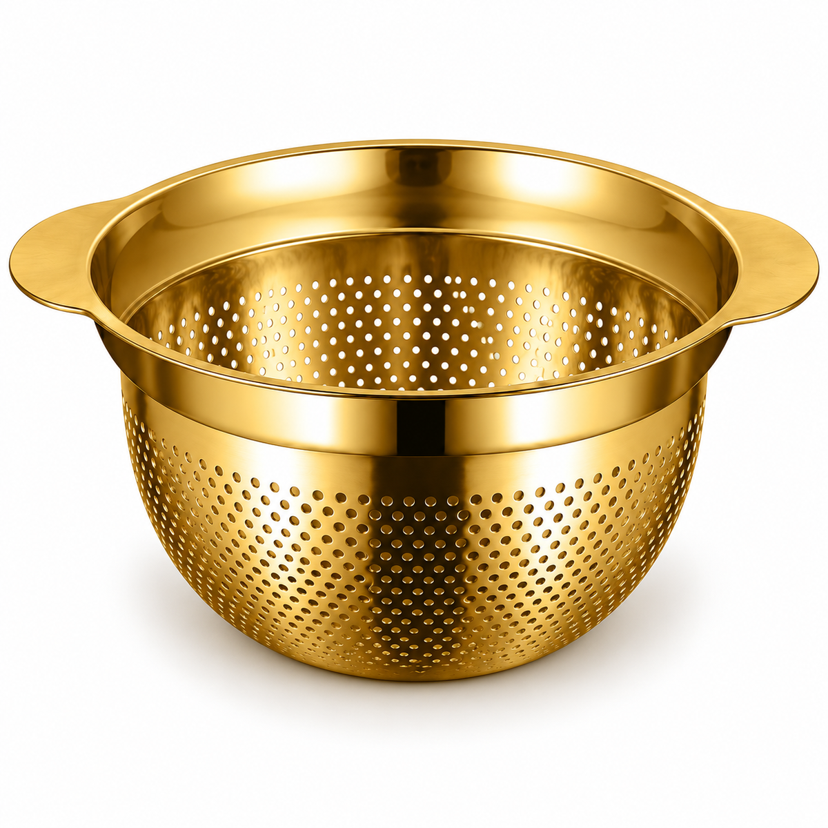 Gold-Tone Fine-Mesh Draining Basket with Dual Handles