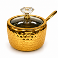 Small Hammered-Finish Gold Seasoning Jar
