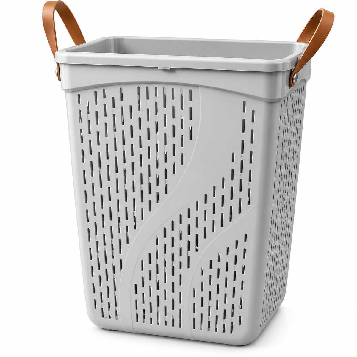 Multi-Purpose Storage Basket with Leather-Style Handles – Ventilated Laundry & Organizer Basket